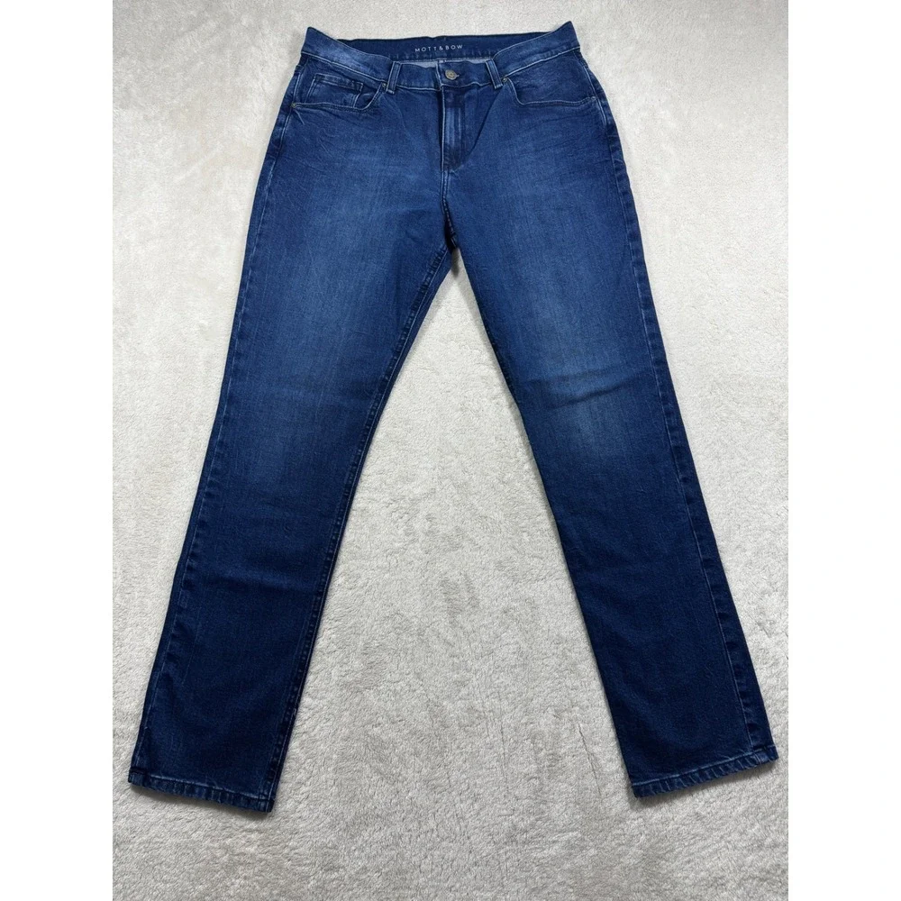 Mott & Bow Mens Slim Straight Stretch Blue Denim Jeans 32x32 Meas: 32x32